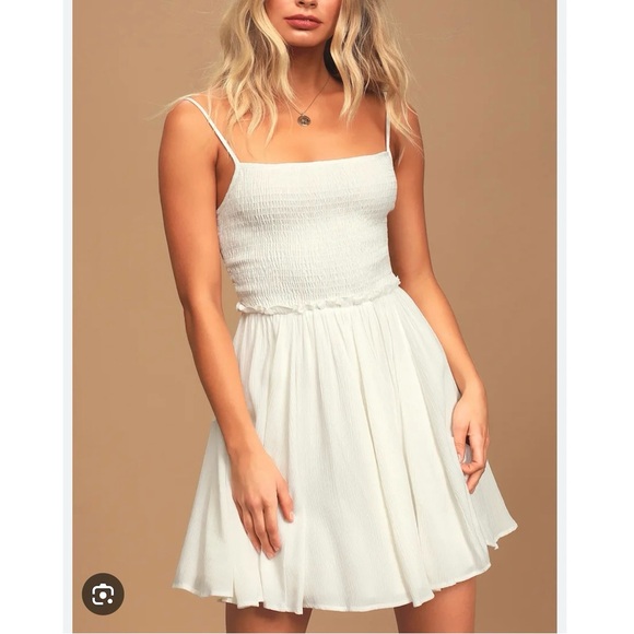 Lulus Dresses & Skirts - Lulu's White Smocked Mini Dress